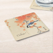 鳥日本の付き水色ヴィンテージプリント スクエアペーパーコースター (アングル)