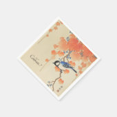 鳥日本の付き水色ヴィンテージプリント スタンダードカクテルナプキン (角)