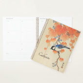 鳥日本の付き水色ヴィンテージプリント プランナー手帳 (ディスプレー)