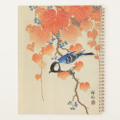 鳥日本の付き水色ヴィンテージプリント プランナー手帳 (裏面)