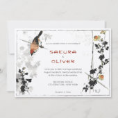 鳥日本の枝のヴィンテージ離れ 招待状 (正面)