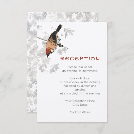 鳥日本の植物披露宴囲いカード 招待状 (正面/裏面)