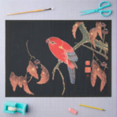 鳥日本の黒デコップページ紙 薄葉紙 (クラフト)