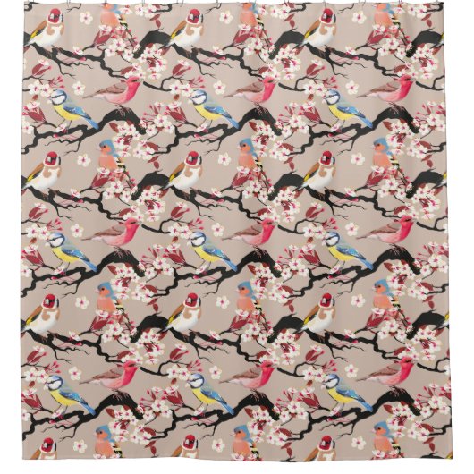 鳥柄シャワーカーテン シャワーカーテン (正面)