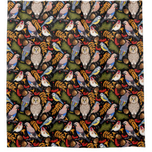 鳥柄シャワーカーテン シャワーカーテン