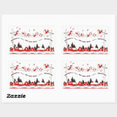 鳥歌のクリスマス 長方形シール (シート)