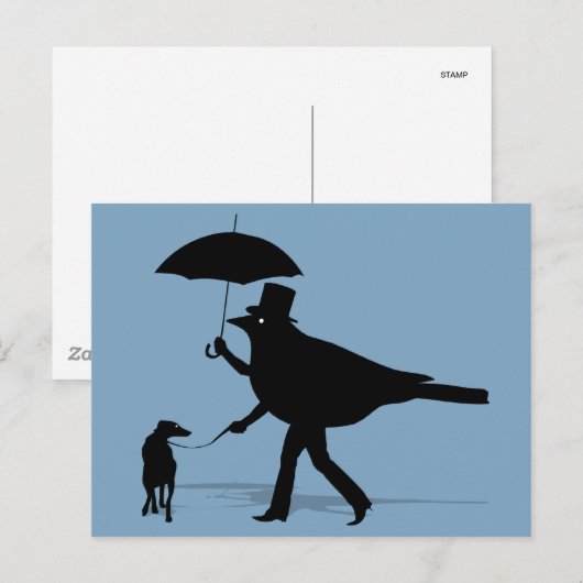 鳥歩くA犬 ポストカード (正面/裏面)