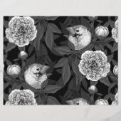 鳥牡丹の花モノクロ灰色 (裏面)