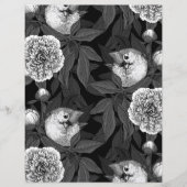 鳥牡丹の花モノクロ灰色 (正面)