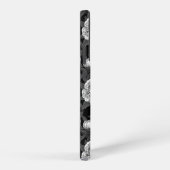 鳥牡丹の花モノクロ灰色 SAMSUNG GALAXYケース (右側面)