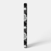 鳥牡丹の花モノクロ灰色 SAMSUNG GALAXYケース (左側面)