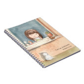 鳥猫可愛い水彩少女パーソナライズされた ノートブック (右側)