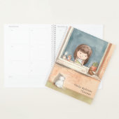 鳥猫可愛い水彩少女パーソナライズされた プランナー手帳 (ディスプレー)