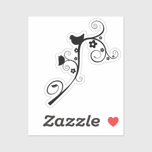 鳥獣が繁茂した渦巻き シール (シート)