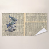 鳥獣付き辞書プリント バスタオル (バスタオル)