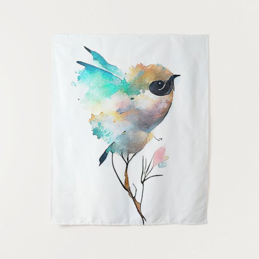 鳥獣動物自然水彩画 タペストリー (正面)
