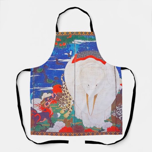 鳥獣・花草図右 エプロン (正面)