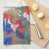 鳥獣・花草図右 キッチンタオル (四つ折り)