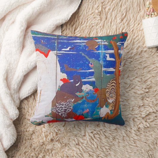 鳥獣・花草図右 クッション (ブランケット)