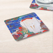 鳥獣・花草図右 スクエアペーパーコースター (アングル)