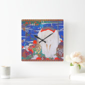 鳥獣・花草図右 スクエア壁時計 (ホーム)