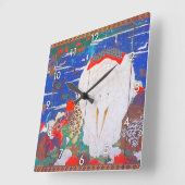 鳥獣・花草図右 スクエア壁時計 (傾斜)