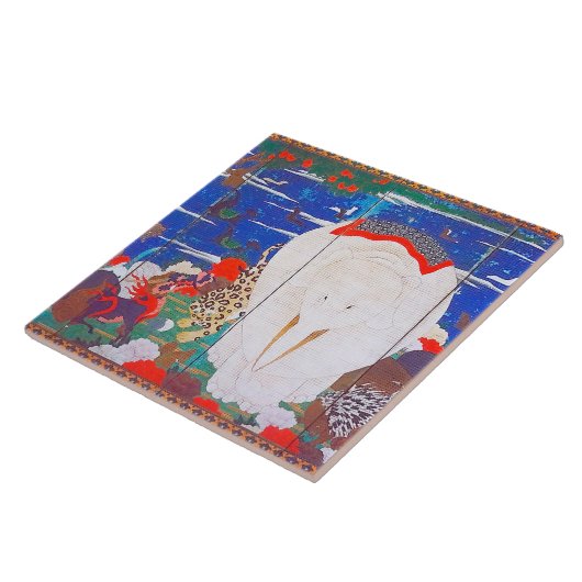 鳥獣・花草図右 タイル (側面)