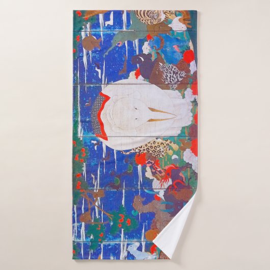 鳥獣・花草図右 バスタオル (バスタオル)