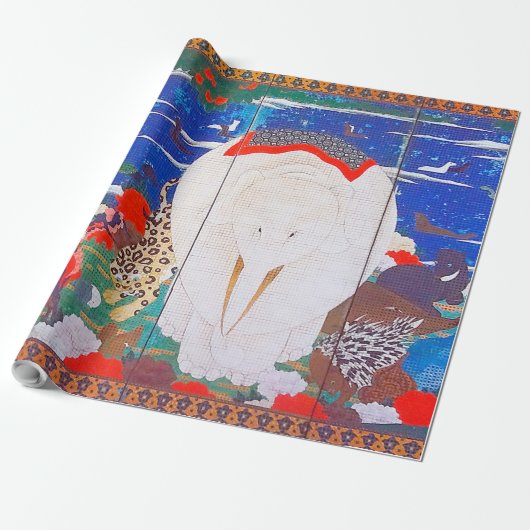鳥獣・花草図右 ラッピングペーパー (アンロールド)