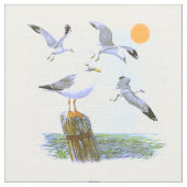 鳥監視人の海カモメ ファブリック (クローズアップ)