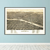 鳥瞰図ロックフォードイリノイ(1880) キャンバスプリント (インサイチュ (ウッドフロア))