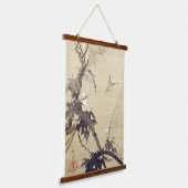 鳥竹の木キイツ絵を描の 吊り下げ型タペストリー (傾斜あり)
