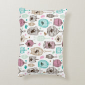 鳥籠愛は背景パターンをからかいます アクセントクッション (裏面(縦))