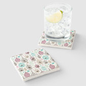 鳥籠愛は背景パターンをからかいます ストーンコースター (横)