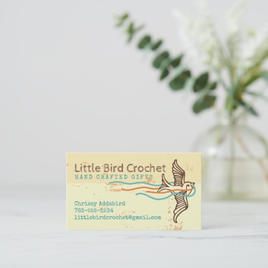 鳥糸編み物かぎ針編み手織り機 名刺 (スタンド正面)