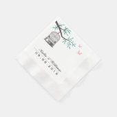 鳥素朴かご及び鳩の結婚紙ナプキン 縁ありカクテルナプキン (角)