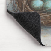 鳥素朴の巣 – 青 マウスパッド (コーナー)