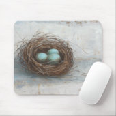 鳥素朴の巣 – 青 マウスパッド (マウス)