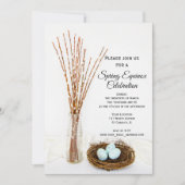 鳥素朴巣エッグ春彼岸お祝い 招待状 (正面)