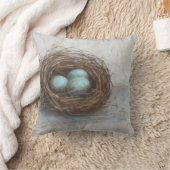 鳥素朴巣 – 青 クッション (ブランケット)