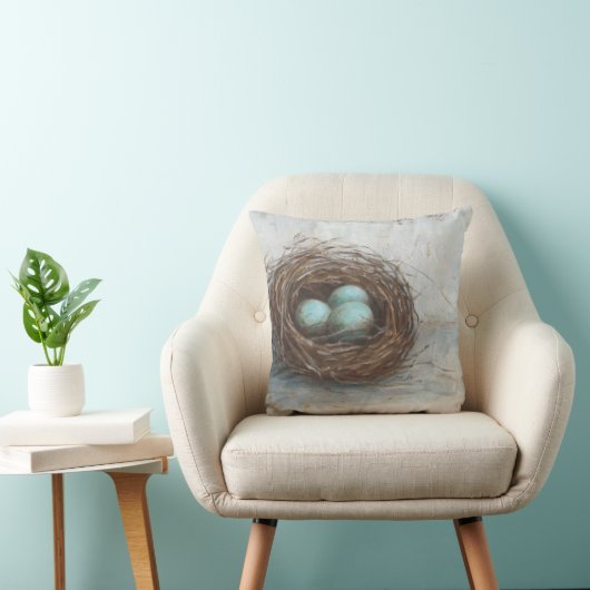 鳥素朴巣 – 青 クッション (椅子)