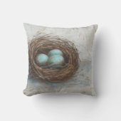 鳥素朴巣 – 青 クッション (正面)