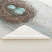 鳥素朴巣 – 青 シェルパブランケット (3/4)