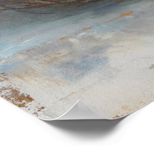 鳥素朴巣 – 青 ポスター (角)