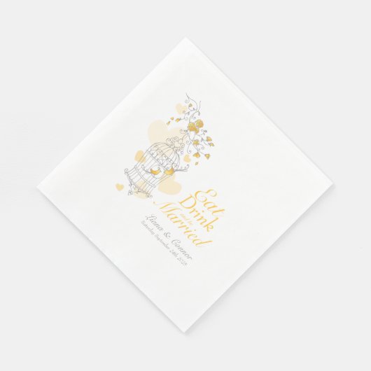 鳥結婚かご飲み物はナ食べプキン結婚したである スタンダードランチョンナプキン (角)