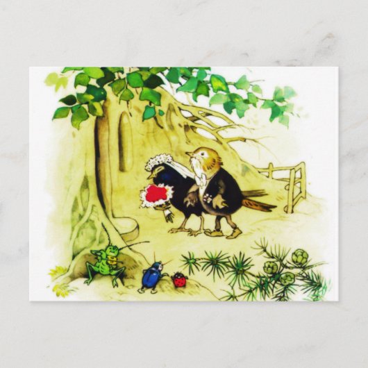 鳥結婚の ポストカード (正面)