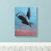 鳥絵画の日の出フクロウ キャンバスプリント (インサイチュ (ウッドフロア))