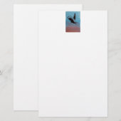 鳥絵画の日の出フクロウ 便箋 (正面/裏面)