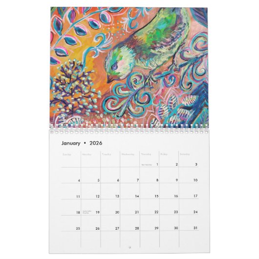 鳥絵 カレンダー (1月 2026)