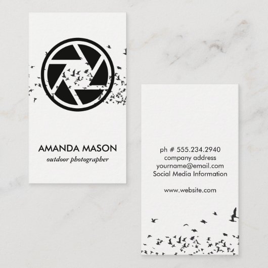 鳥群れ | カメラレンズ 名刺 (正面/裏面)